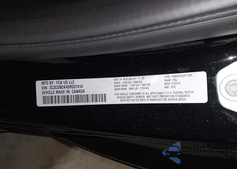 2025 Dodge Charger Daytona R/T Awd from USA, damaged, VIN 2C3CDBCK4SR537414